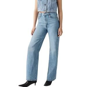 LEVI'S Women's Ribcage Wide Leg Jeans Size 32 US 14 Blue Light Wash Super HR NWT